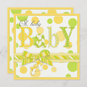 Invitation La chaux de citron pointille le baby shower (Devant / Derrière)