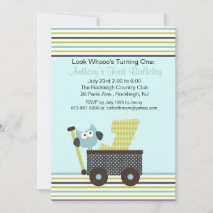 Invitation La Chouette Bleue dans un Wagon 1er anniversaire I