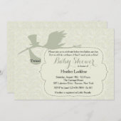 Invitation La cigogne est à l'invitation de baby shower de (Devant / Derrière)