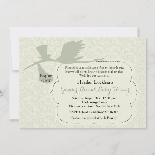 Invitation La cigogne est sur le chemin que le genre (Devant)