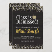 Invitation La classe est finie Retraite d'enseignant (Devant / Derrière)
