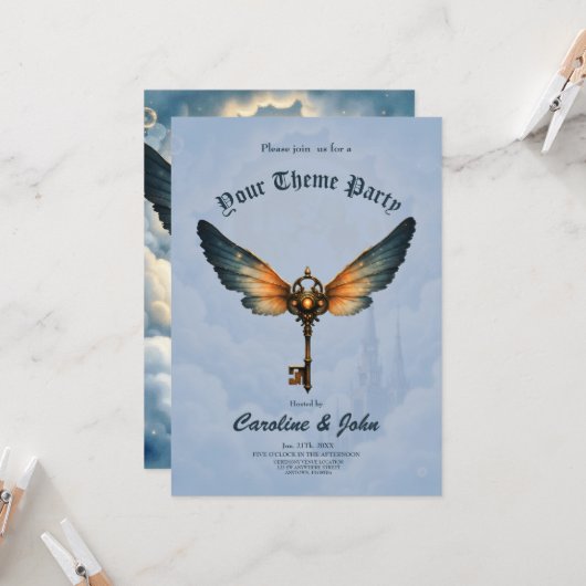 Invitation La Clé de l'Éternité – Ailes Steampunk (Devant/Arrière en situation)