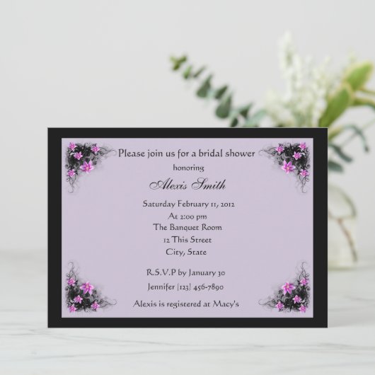 Invitation La clématite fleurit l'invitation nuptiale de (Debout devant)