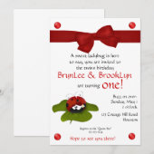 Invitation La coccinelle jumelle l'invitation de la partie #3 (Devant / Derrière)