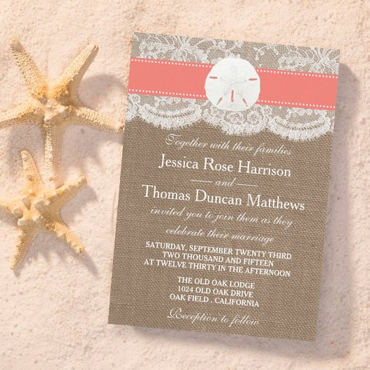 Invitation La collection de mariage Coral Sand Dollar Beach
