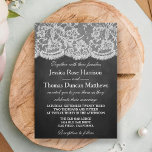 Invitation La collection de Mariages Chalkboard & Lace<br><div class="desc">La collection Chalkboard & dentelle est un design étonnant avec un bel arrière - plan effet Chalkboard avec une coupe en dentelle blanche vintage romantique. Ces invitations peuvent être personnalisées pour votre occasion spéciale et feraient le faire-part parfait pour un mariage, douche nuptiale, fête de fiançailles, fête d'anniversaire et bien...</div>