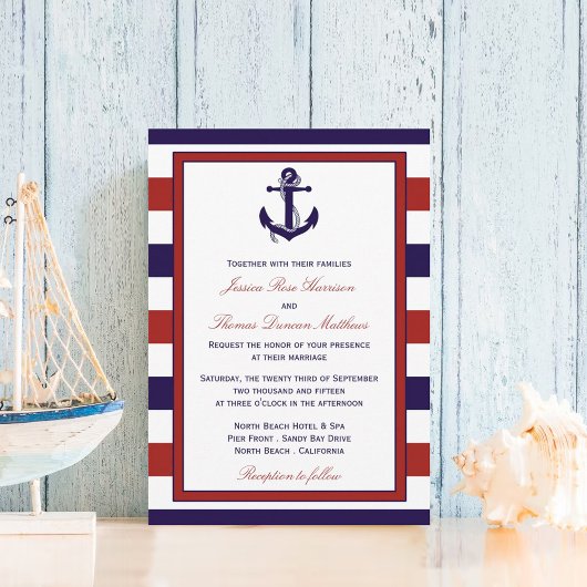 Invitation La collection de Mariages d'Ancres nautiques Red &