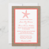 Invitation La collection de mariages de Coral Starfish Burlap (Devant)