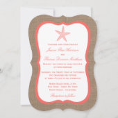 Invitation La collection de mariages de Coral Starfish Burlap (Devant)