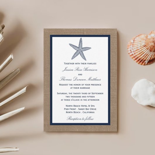Invitation La collection de mariages de la marine Starfish Bu