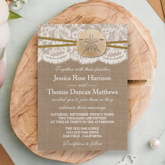 Invitation La collection de mariages de plage de sable rustiq