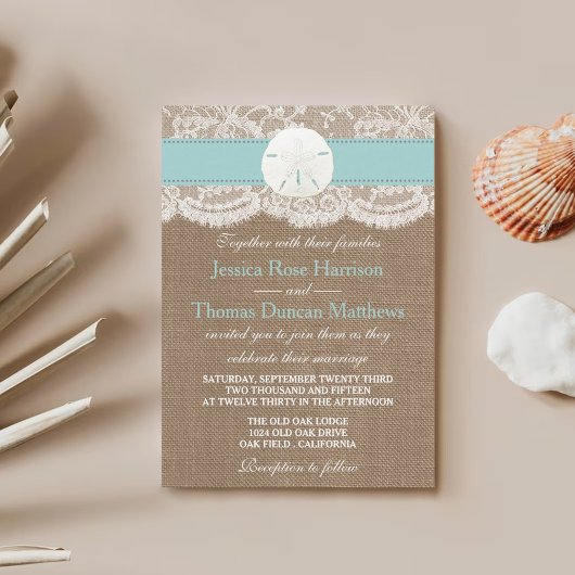 Invitation La collection de mariages de plage de sable turquo