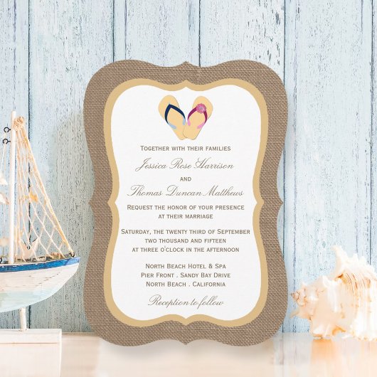 Invitation La collection de Mariages Flip Flop Sand Beach Bur