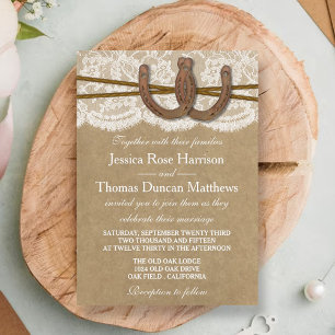 Invitation La collection de Mariages Kraft, Lace & Horseshoe