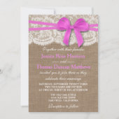 Invitation La collection de Mariages Rustic Pink Bow (Devant)