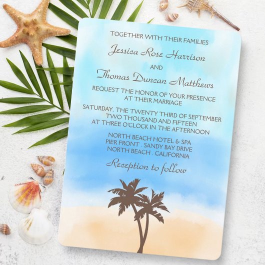 Invitation La collection de mariages Watercolor Beach