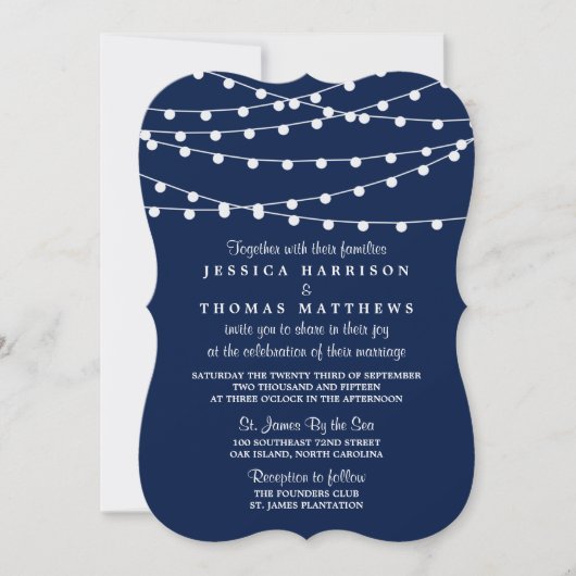 Invitation La Collection Mariage Bleu Marine Lights (Devant)