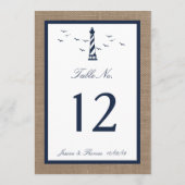 Invitation La collection Mariage de Burlap du phare nautique (Dos)