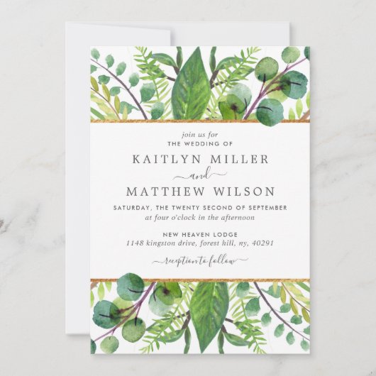 Invitation La Collection Mariage Verdure & Or (Devant)