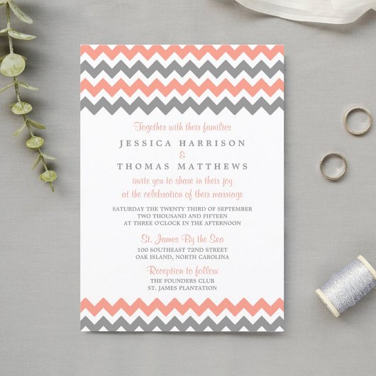 Invitation La collection moderne de Mariages Chevron - rose e