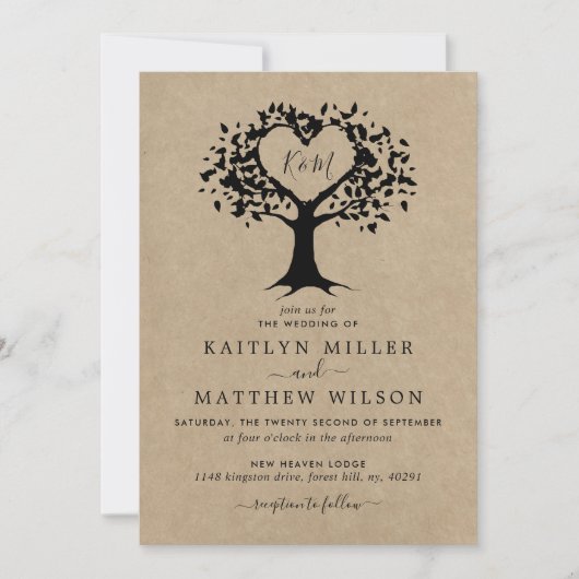 Invitation La collection Rustic Heart Tree Mariage (Devant)