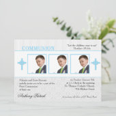 Invitation La communion photo des Damas bleues et blanches (Debout devant)