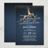 Invitation La Confetti Bleue D'Or De La Marine Accueille À La (Devant / Derrière)