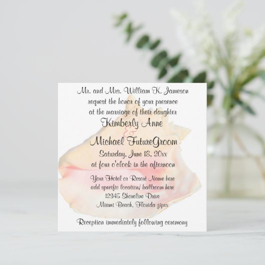 Invitation La conque Shell échouent le mariage de thème (Debout devant)