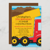 Invitation La construction troque la fête d'anniversaire pour (Devant / Derrière)