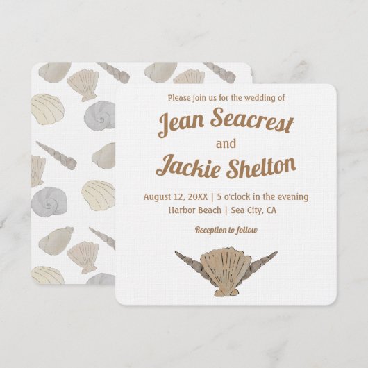 Invitation La côte Mariage balnéaire (Devant / Derrière)