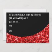 Invitation La courbe rouge de Glitz en noir 'Nouvel An's Eve (Dos)