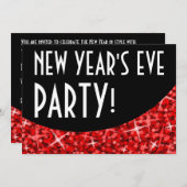 Invitation La courbe rouge de Glitz en noir 'Nouvel An's Eve (Devant / Derrière)