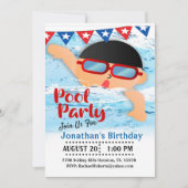 Invitation La Course Est Sur Les Garçons Anniversaire Pool Pa (Devant)