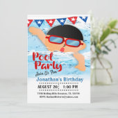 Invitation La Course Est Sur Les Garçons Anniversaire Pool Pa (Debout devant)