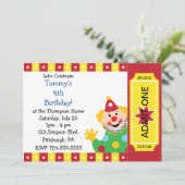 Invitation La coutume badine la fête d'anniversaire de clown (Debout devant)