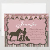 Invitation La Cowgirl en rose (Devant / Derrière)