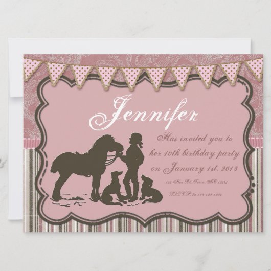 Invitation La Cowgirl en rose (Devant)