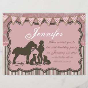 Invitation La Cowgirl en rose