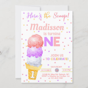 Invitation La crème glacée est la fille boule 1er anniversair
