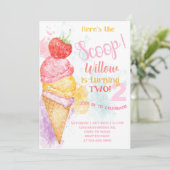 Invitation La crème glacée ici est la boule 2ème anniversaire (Debout devant)