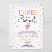 Invitation La crème glacée Trois est sucrée 3ème fête d'anniv (Devant)