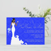 Invitation La damassé chic d'argent de bleu royal ici vient (Debout devant)