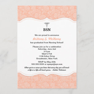 Invitation La damassé de corail BSN RN LPN d'obtention du