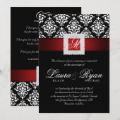 Invitation La damassé élégante de mariage Jewels le blanc (Devant / Derrière)