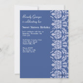 Invitation La damassé voient l'invitation de bleu de photo (Dos)