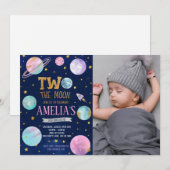 Invitation La deuxième fille La Lune Photo Anniversaire (Devant / Derrière)