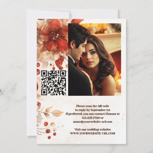 Invitation La Dolce Vita All-in-one Italienne Mariage rouge (Dos)
