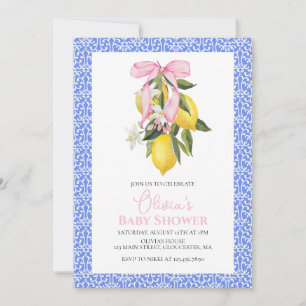 Invitation La Dolce Vita Baby Shower Ruban Rose Citron