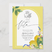Invitation "La Dolce Vita" Citron et carreaux Mariage italien (Devant)