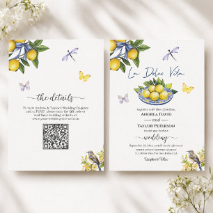 Invitation La Dolce Vita Citrons Oiseau Tout en Un Mariage